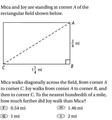 PLZ HELP ME & ANSWER CORRECTLY

Mica and Joy are standing at corner A of the rectangular