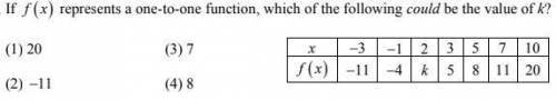 PLEASE HELP!! If

f(x) represents a one-to-one function, which of the following could be the value