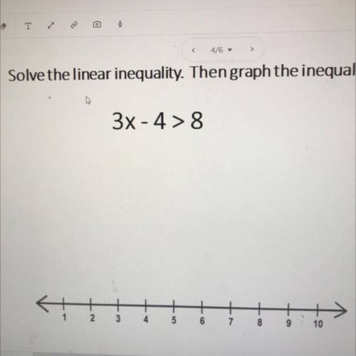 Solve the linear inequality then graph the inequality
