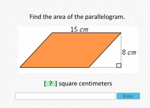 Find the area of the parallelogram 15 cm 8 cm