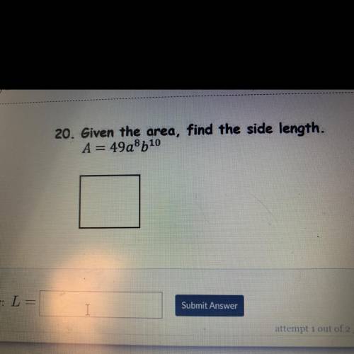 20. Given the area, find the side length.