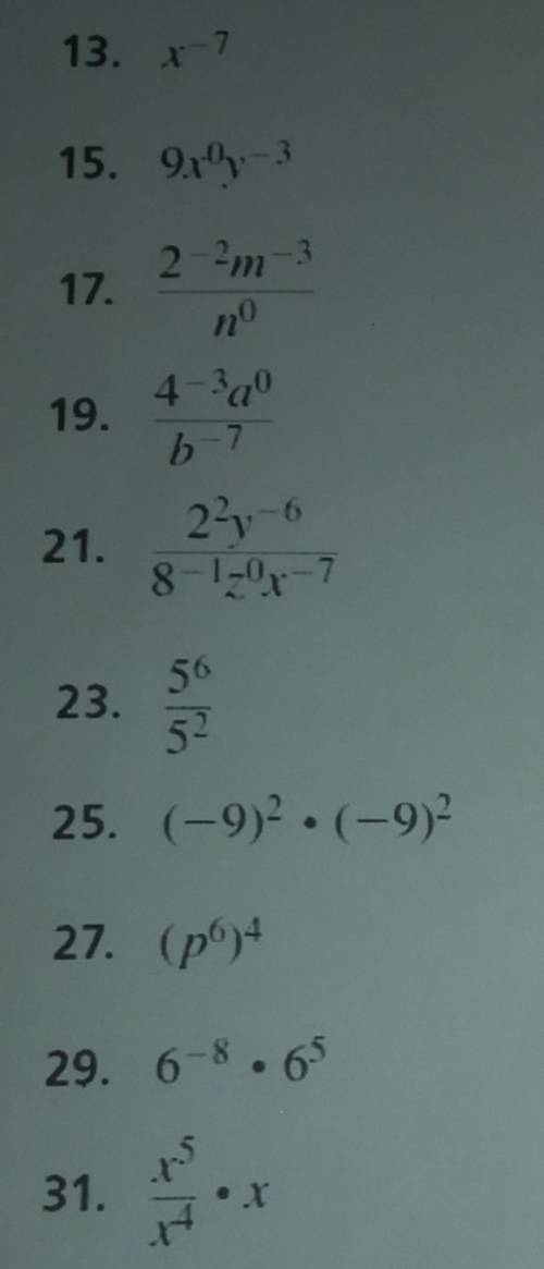 Simplify the monomial using only positive exponents. ​