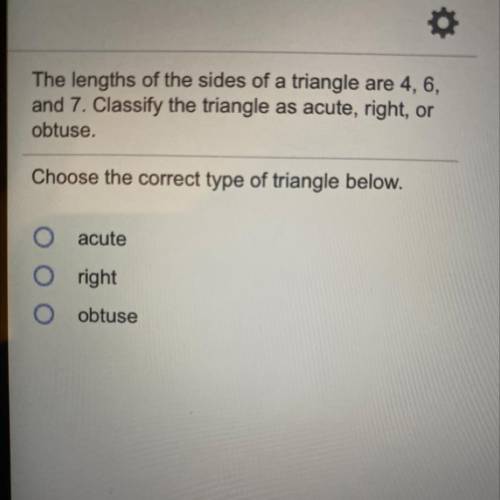 Choose the correct type of triangle thxx