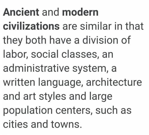 Similarities between ancient civilization and modern civilization