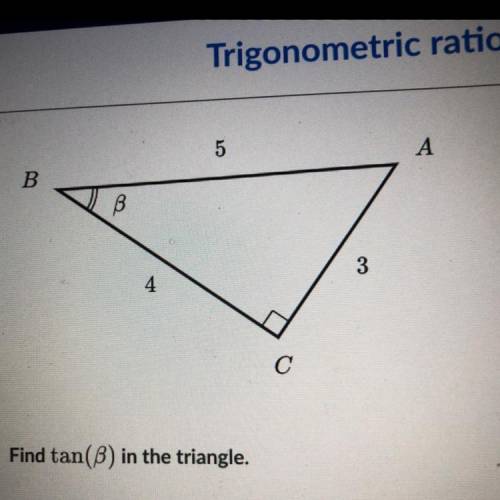Find tan(B) in the triangle.