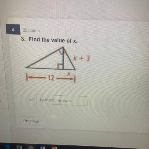 3. Find the value of x.
Need help will mark Brainliest