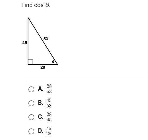 Trigonometry:
Find cos θ.