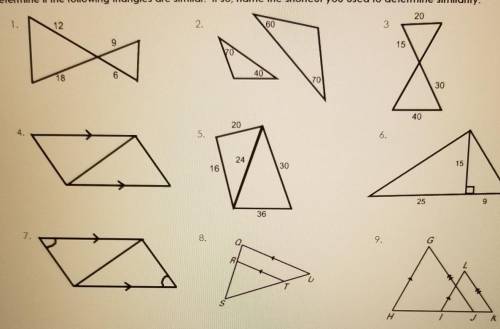 Figure out if the triangles are similar. Name the shortcut you used to determine similarity.​