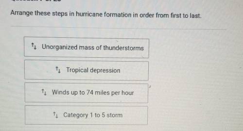 FIVE POINTS AND BRAINLIEST TO WHOEVER IS CORRECT. Arrange these steps in hurricane formation in ord