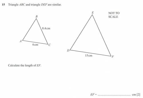 Triangle ABC and triangle DEF are similar. Calculate the length of EF. How do I solve this and what