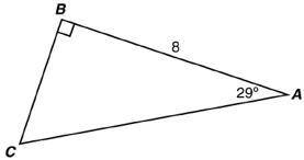 Right triangle ABC is shown below with the dimensions given in units. Which measurement is closest