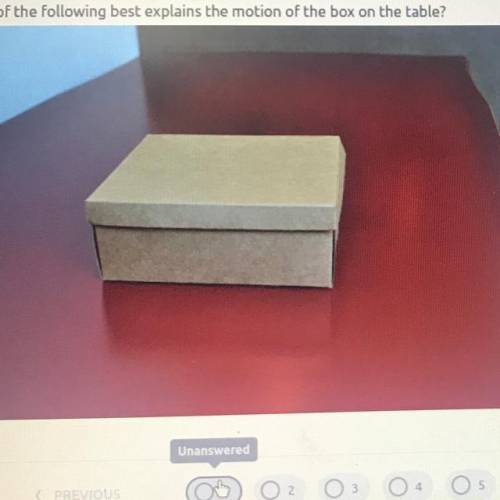 1. Which of the following best explains the motion of the box on the table?