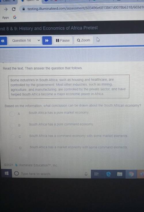 Read the text. Then answer the question that follows. Some industries in South Africa, such as hous