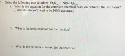 Equation for the complete chemical reaction, ionic equation, ionic net equation