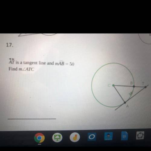 AT is a tangent line and m
Find m