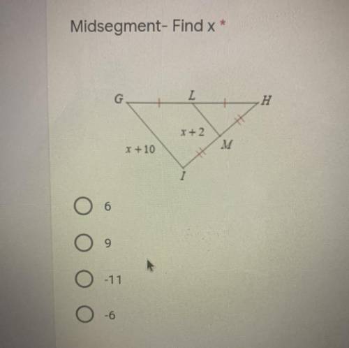 Midsegment- Find x (x+10)(x+2)