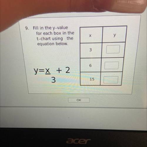 Fill in the y-value for each box in the t-chart using the equation below !?