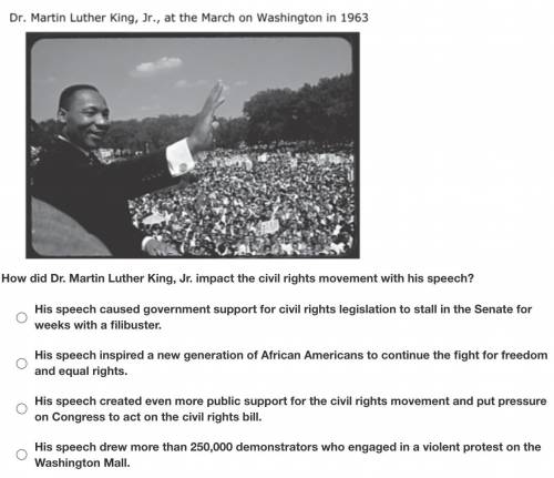 Does anyone know the answer to this?

How did Dr. Martin Luther King, Jr. impact the civil rights