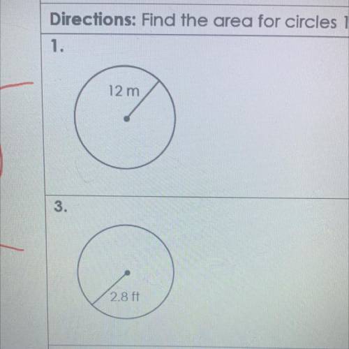 Find the area for 1 and 3