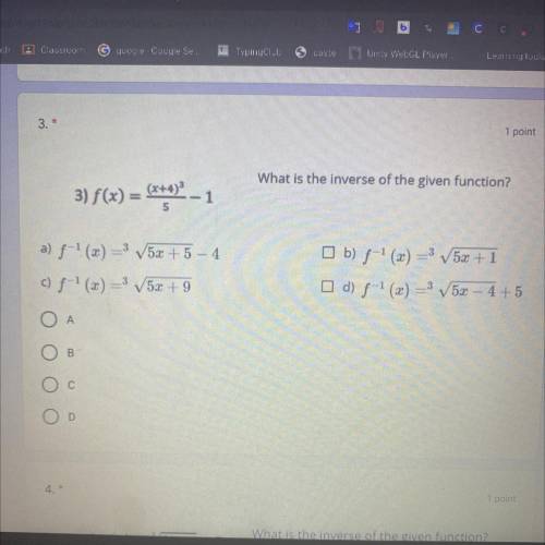 Inverse of functions:

Can someone please help me I’ve been trying to do this answer for the past