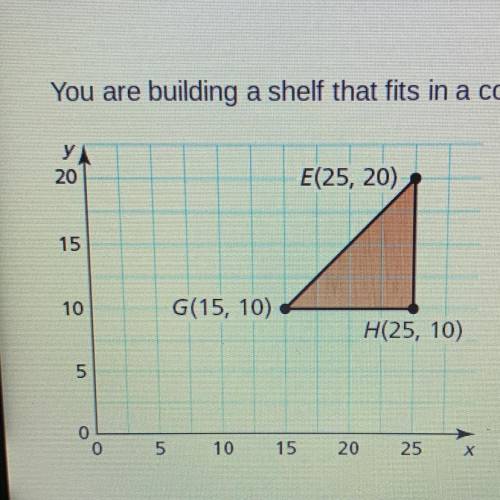 you are building a shelf that fits in a corner. in the figure, the entire shelf is EHG. each unit i