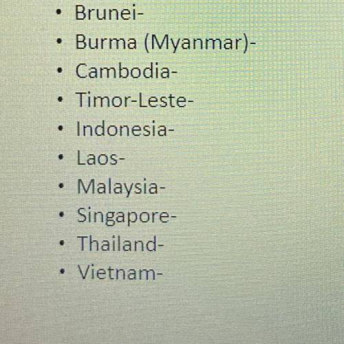 I need to find language, culture, religion and industry for these 10 countries in southeast asia