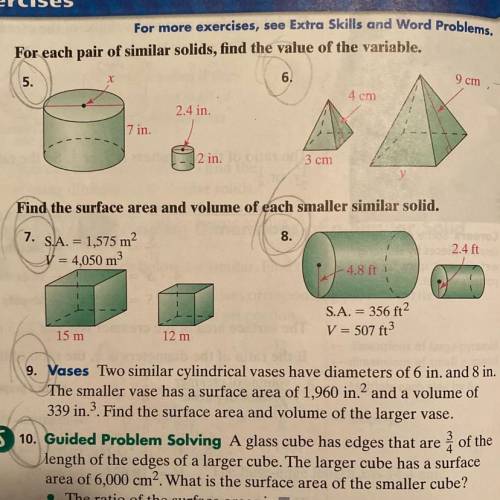 Course 3 mathematics, need answers for 7 and 8