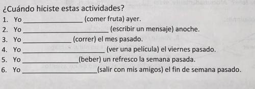 Preterite tense spanish 2 work