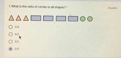 1. What is the ratio of circles to all shapes? im failing math rn so uh yeah can someone help​
