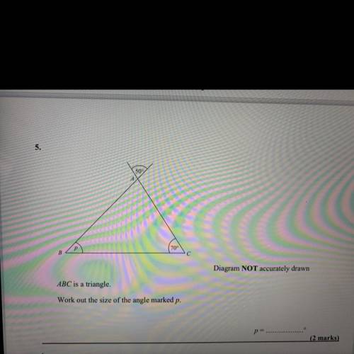 ABC is a triangle.
Work out the size of the angle marked p.