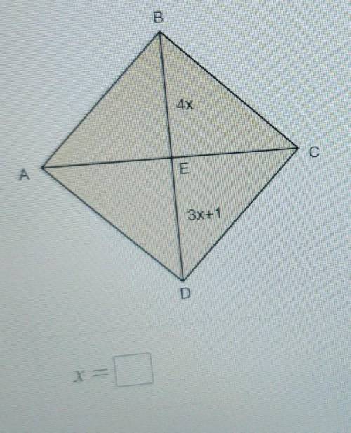 Given AE EC , for what value of x is quadrilateral ABCD a parallelogram? с 3x+1​