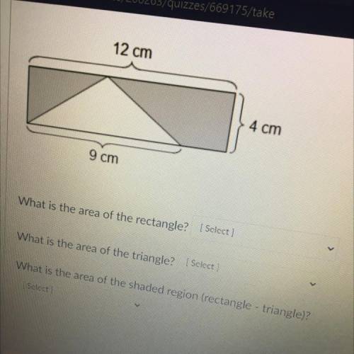 What the area of the rectangle triangle and both please