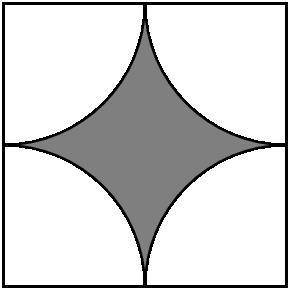 A square 10cm on each side has four quarter circles drawn with centers at the four corners. How man
