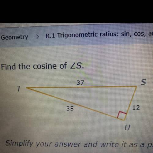 Find the cosine of < S