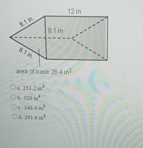 Find the surface area of the prism on the picture attached and show your work

please hellpppp ive