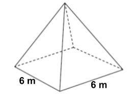Some of the dimensions of a square pyramid are shown in the diagram. The height of the square pyram