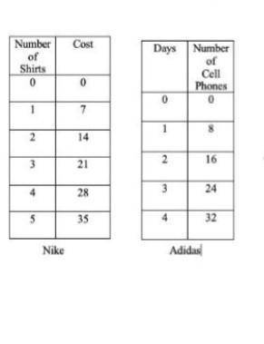 Nike and Adidas are having a huge sale for the next 5 days. Create a graph to determine if the shir