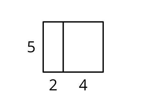 Select all the expressions that represent the area of the large, outer rectangle.

5(2+4)
5⋅2+4
5⋅