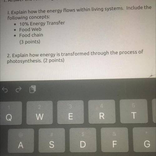 PLEASE SOMEONE HELP!

1. Explain how the energy flows within living systems. Include the
following