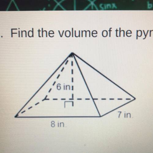 1. Find the volume of the pyramid below.
in