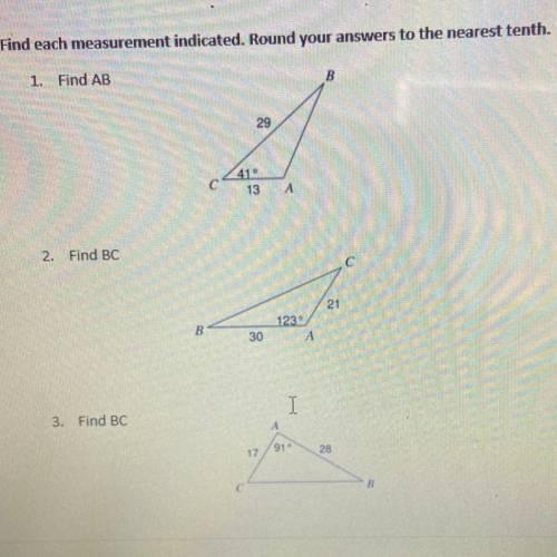 Find AB, BC, and BC. Round to the nearest tenth