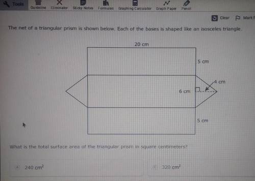What is the total surface area of the triangular prism in square centimeters?​