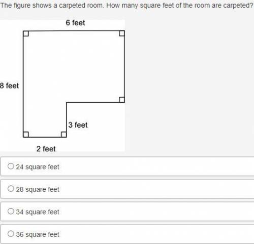 =( ;・∀・)> the figure shows a carpeted room. how many square feet of the room are carpeted?