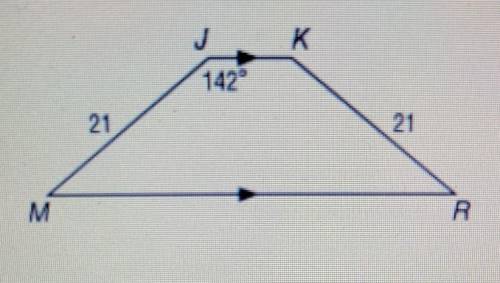 For isosceles trapezoid JKRM, find mZM. ma​