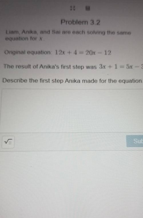 What is the first step Anika made from the original equation.​