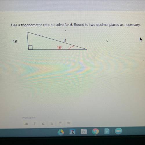 Use trigonometric ratio to solve for d