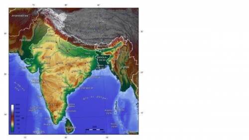 Use the map below to answer the following question. The geography of India is uniquely different fr
