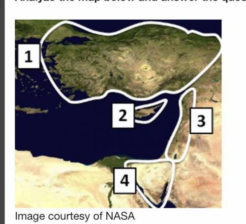 Analyze the map below and answer the question that follows.

A satellite map of the Eastern Medite