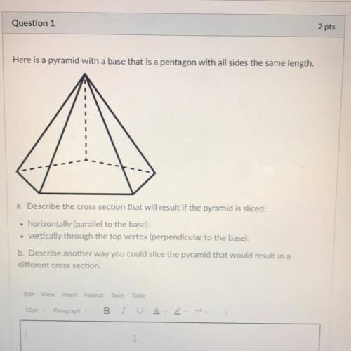 Here is a pyramid with a base that is a pentagon with all sides the same length.

a. Describe the