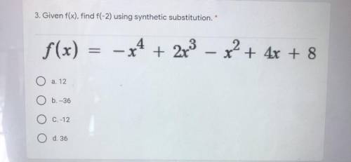 Can you guys help me with this please it suppose to use the synthetic substitution or the remainder
